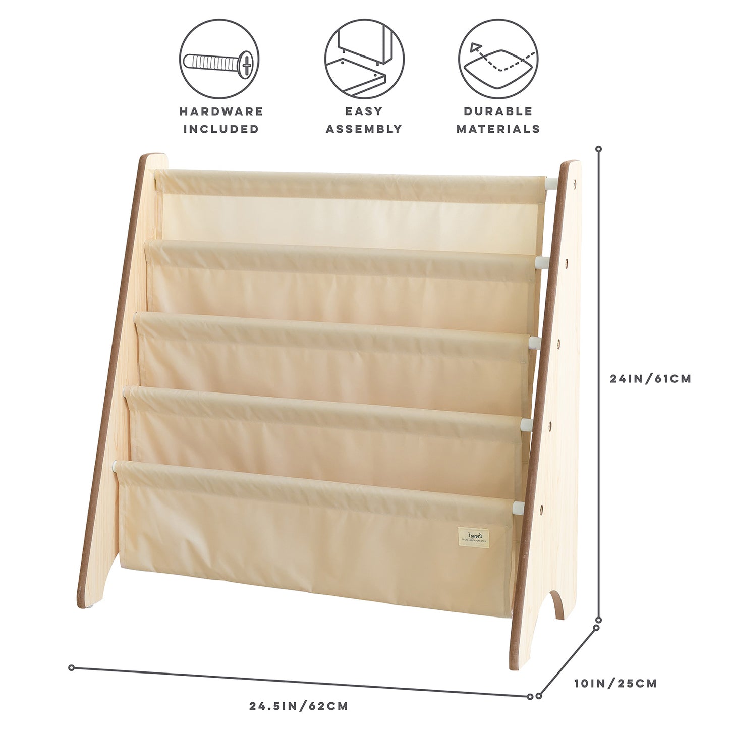 beige recycled fabric book rack